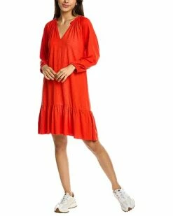 Lilla P 3/4-Sleeve Shirred Raglan Dress Women