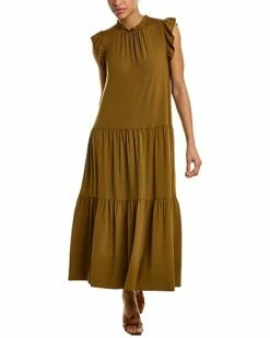 Lilla P Ruffle Trim Peplum Maxi Dress Women