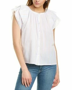 Lilla P Ruffle Sleeve Button Down Top Women