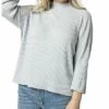 Lilla P 3/4 Sleeve Boxy Mock Neck Sweater Women