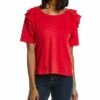 Lilla P Elbow Sleeve Ruffle Top Women