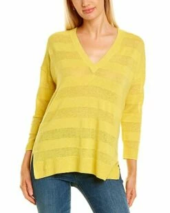 Lilla P V-Neck Linen-Blend Tunic Sweater Women