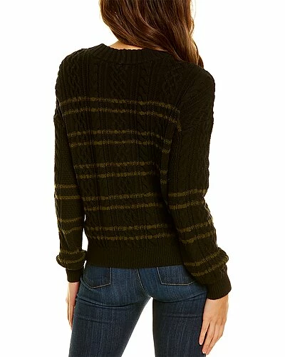 Lilla P Striped Cable Sweater Women Black - Image 2