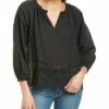 Lilla P 3/4-Sleeve Split Neck Top Women