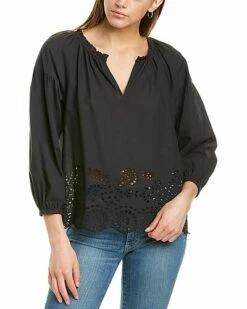 Lilla P 3/4-Sleeve Split Neck Top Women
