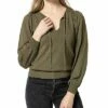 Lilla P Tie Front Puff Sleeve Silk-Blend Sweater Women