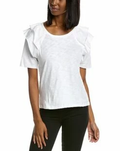 Lilla P Elbow Sleeve Ruffle Top Women