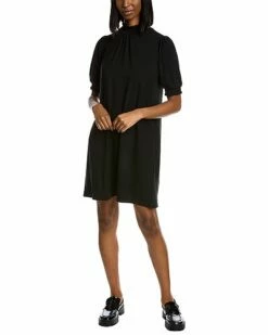 Lilla P Smock Neck Elbow Sleeve Mini Dress Women
