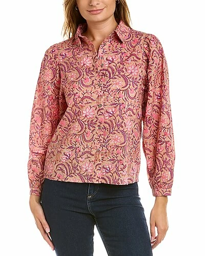 Lilla P Shirred Sleeve Top Women