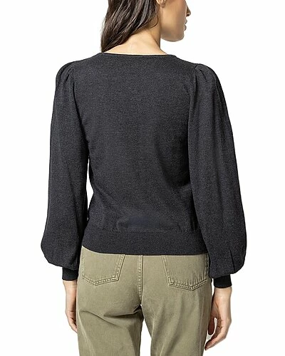 Lilla P Tie Front Puff Sleeve Silk-Blend Sweater Women - Image 2