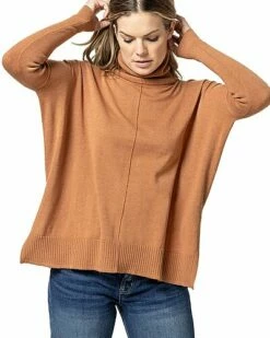 Lilla P Oversized Turtleneck Silk-Blend Sweater Women
