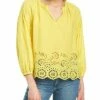 Lilla P 3/4-Sleeve Split Neck Top Women