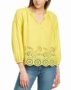 Lilla P 3/4-Sleeve Split Neck Top Women