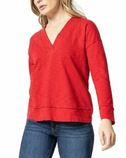 Lilla P Rib Trim V-Neck T-Shirt Women