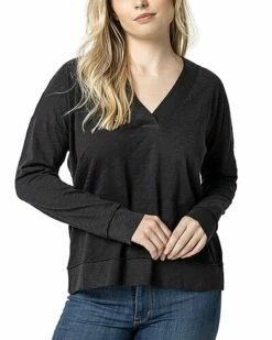 Lilla P Rib Trim V-Neck T-Shirt Women