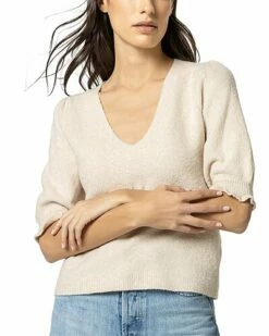 Lilla P Elbow Sleeve V-Neck Sweater Women