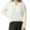 Lilla P Mixed Stitch Split Neck Sweater Women