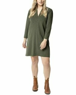 Lilla P Full Sleeve Split Neck Dress Women