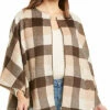 Lilla P Plaid Wool-Blend Cape Jacket Women