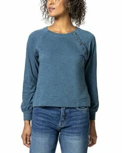 Lilla P Full Sleeve Button Raglan Top Women