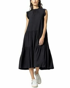 Lilla P Ruffle Trim Peplum Maxi Dress Women